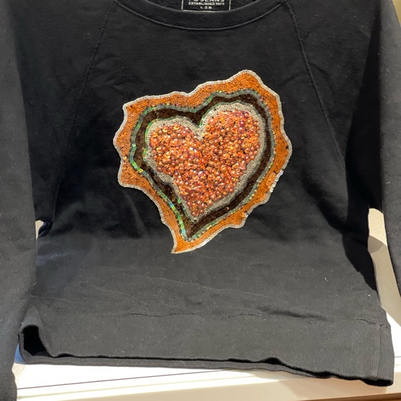 NWOT FC jeans sequenced heart black top Sz S - Picture 4 of 7